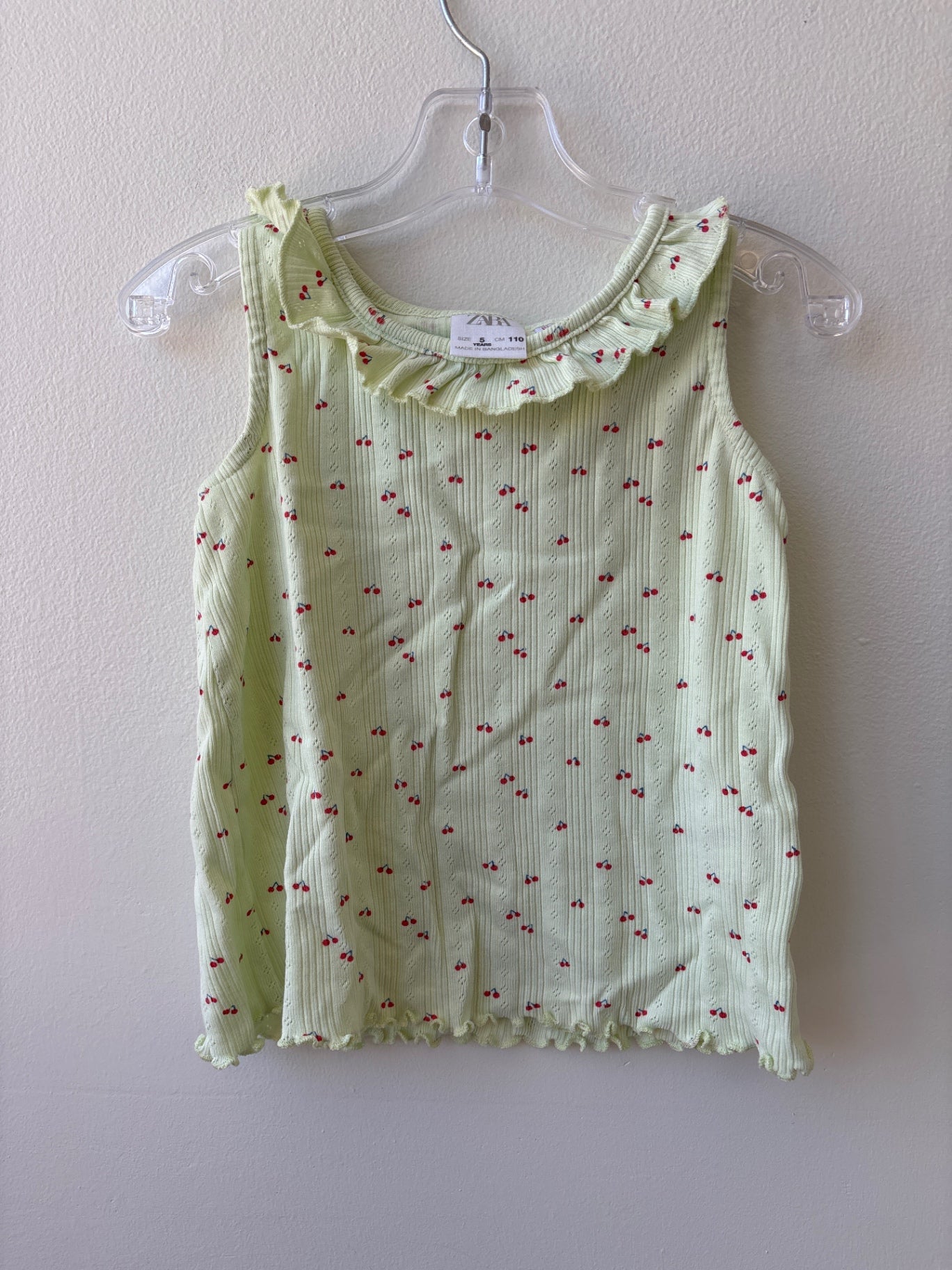 Zara | 5T | Tank Top - Green - Cherry Print