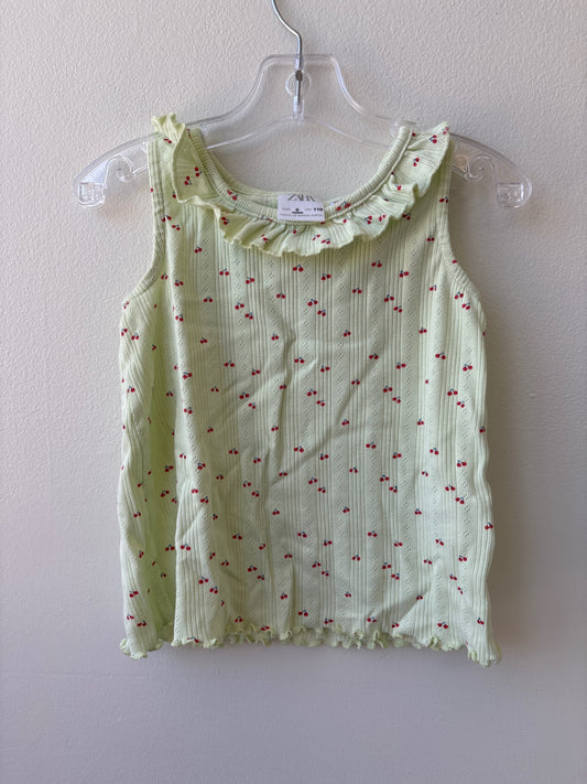 Zara | 5T | Tank Top - Green - Cherry Print