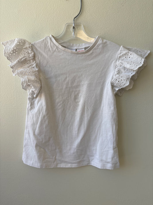 Zara | 3T/4T | T-Shirt - White - Eyelet Flutter Sleeve