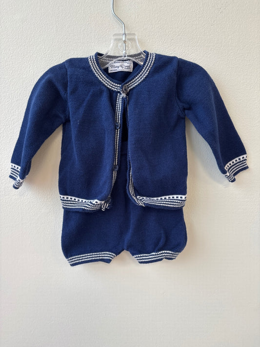 Mayoral | Newborn | 2 Piece Ensemble - Navy - Romper + Cardigan set