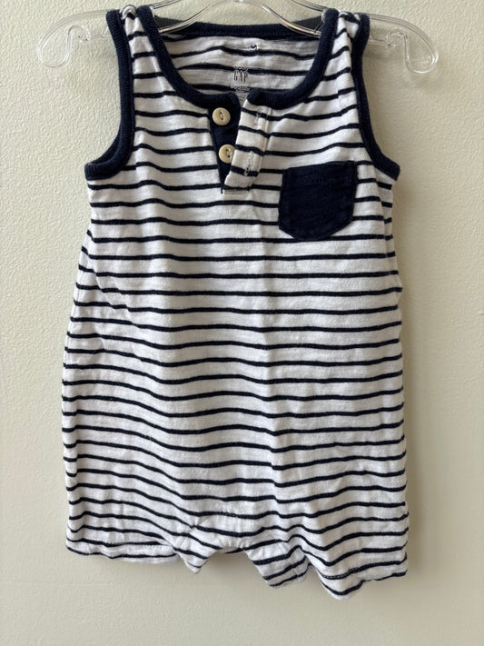 Gap | 3 - 6 Months | Romper - White - Navy Stripe