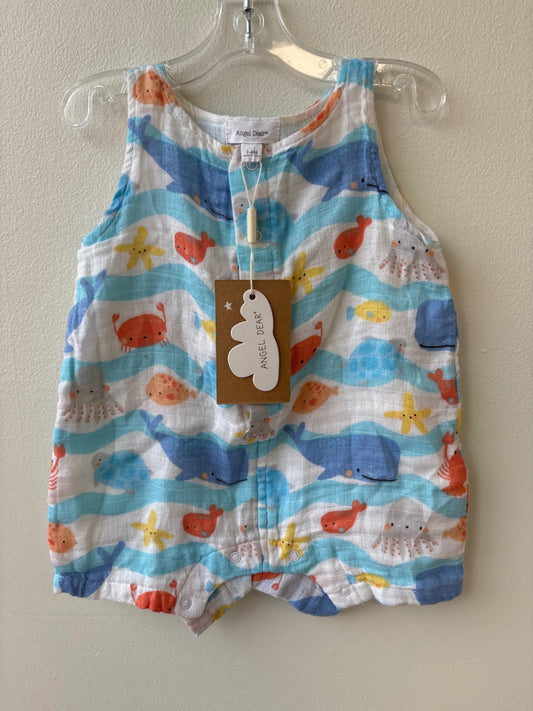 Angel Dear | 3 - 6 Months | Romper - White - Sea Creatures