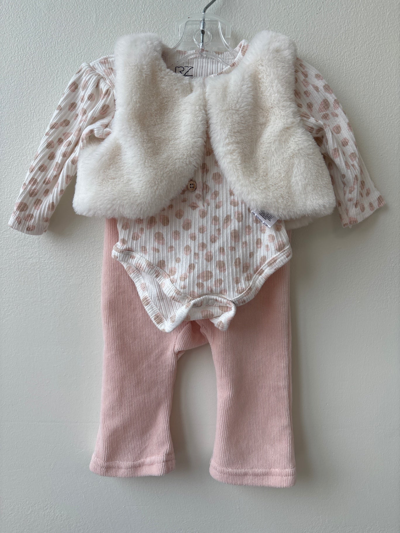 Rachel Zoe | 3 - 6 Months | 3 Piece Ensemble - Pink - Vest, Bodysuit + Leggings