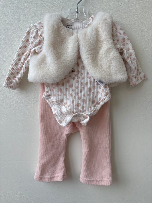 Rachel Zoe | 3 - 6 Months | 3 Piece Ensemble - Pink - Vest, Bodysuit + Leggings