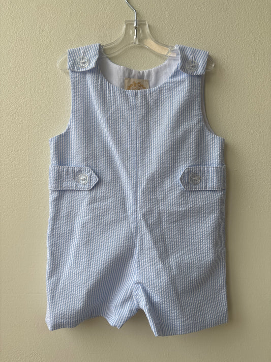 Beaufort Bonnet | 6-12 months | Romper - Blue - Seersucker