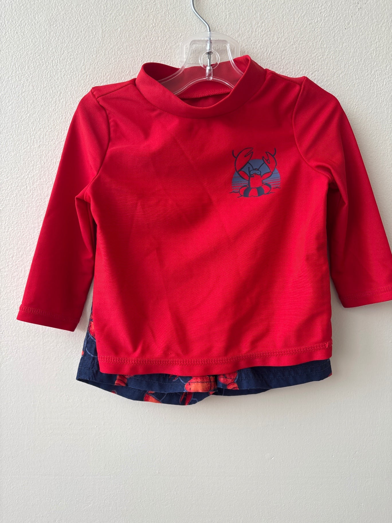 Carter's | 6M | Swim - Red - Lobster Trunks + Rash guard