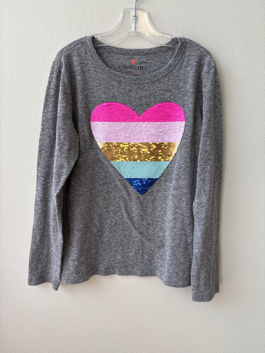 Crewcuts | 10 | Long Sleeve T-Shirt - Gray - Sequin Heart