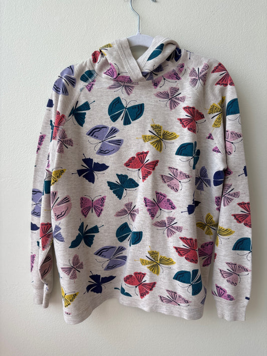 Hanna Andersson | 10 | Long Sleeve T-Shirt - Oatmeal - Hooded with Butterflies