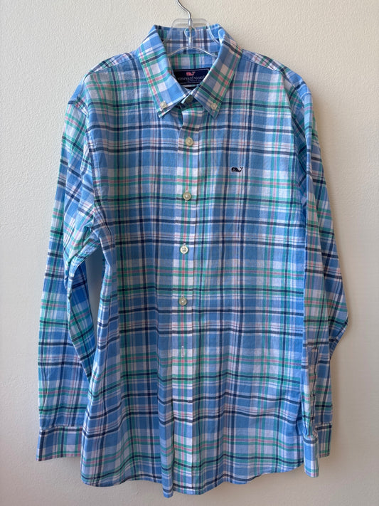 Vineyard Vines | 10/12 | Shirt - Blue - 100% Cotton Plaid Whale Shirt