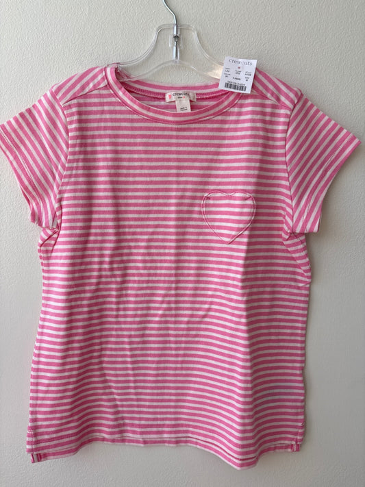 Crewcuts | M | T-Shirt - Pink Stripe - heart pocket
