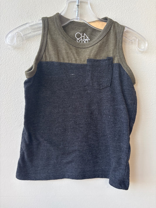 Chaser | 2T | Tank Top - Black - olive two-tone