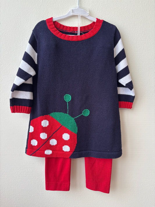 Florence Eiseman | 3T | Navy Sweater Set with Leggings - Ladybug