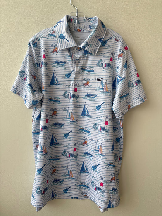 Vineyard Vines | 12/14 | Shirt - White - Sankaty Polo