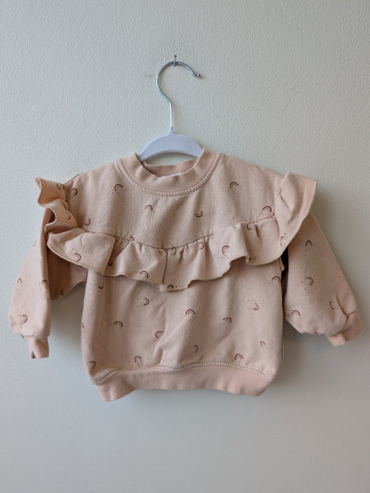 Quincy Mae | 6 - 12 Months | Sweatshirt - Beige - rainbow