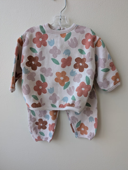 Zara | 6-9 Months | 2 Piece Ensemble - Purple - Floral