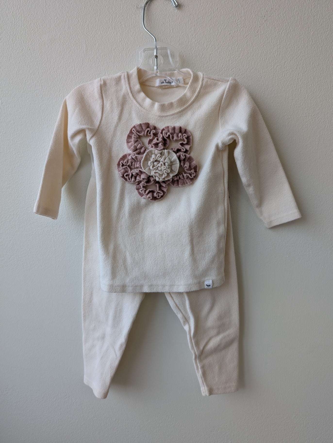 Oh Baby | 6 -12 Months | 2 Piece Ensemble - Beige - floral ruffle