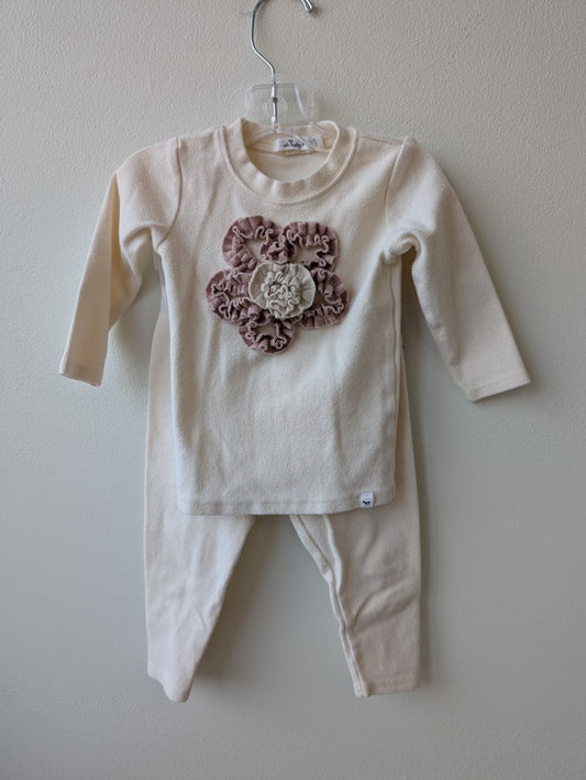 Oh Baby | 6 -12 Months | 2 Piece Ensemble - Beige - floral ruffle