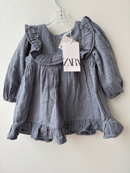 Zara | 9 - 12 Months | Dress - Blue - Ruffle details