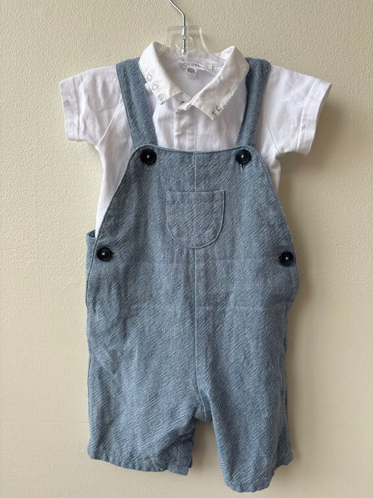 Tartine et Chocolat | 12 Months (1A) | 2 Piece Ensemble - Blue - Romper & Collared Bodysuit