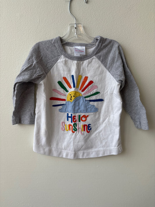 Hanna Andersson | 18 - 24 Months | Long Sleeve T-Shirt - White - Hello Sunshine