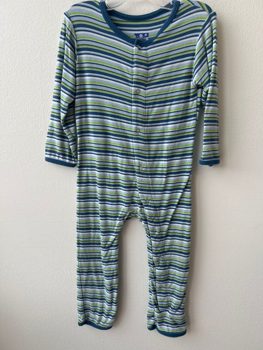 Kickee Pants | 12 - 18 Months | Onesie - Green - stripes
