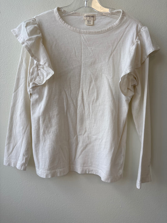 Crewcuts | 6/7 | Long Sleeve T-Shirt - Cream - Ruffle Detail