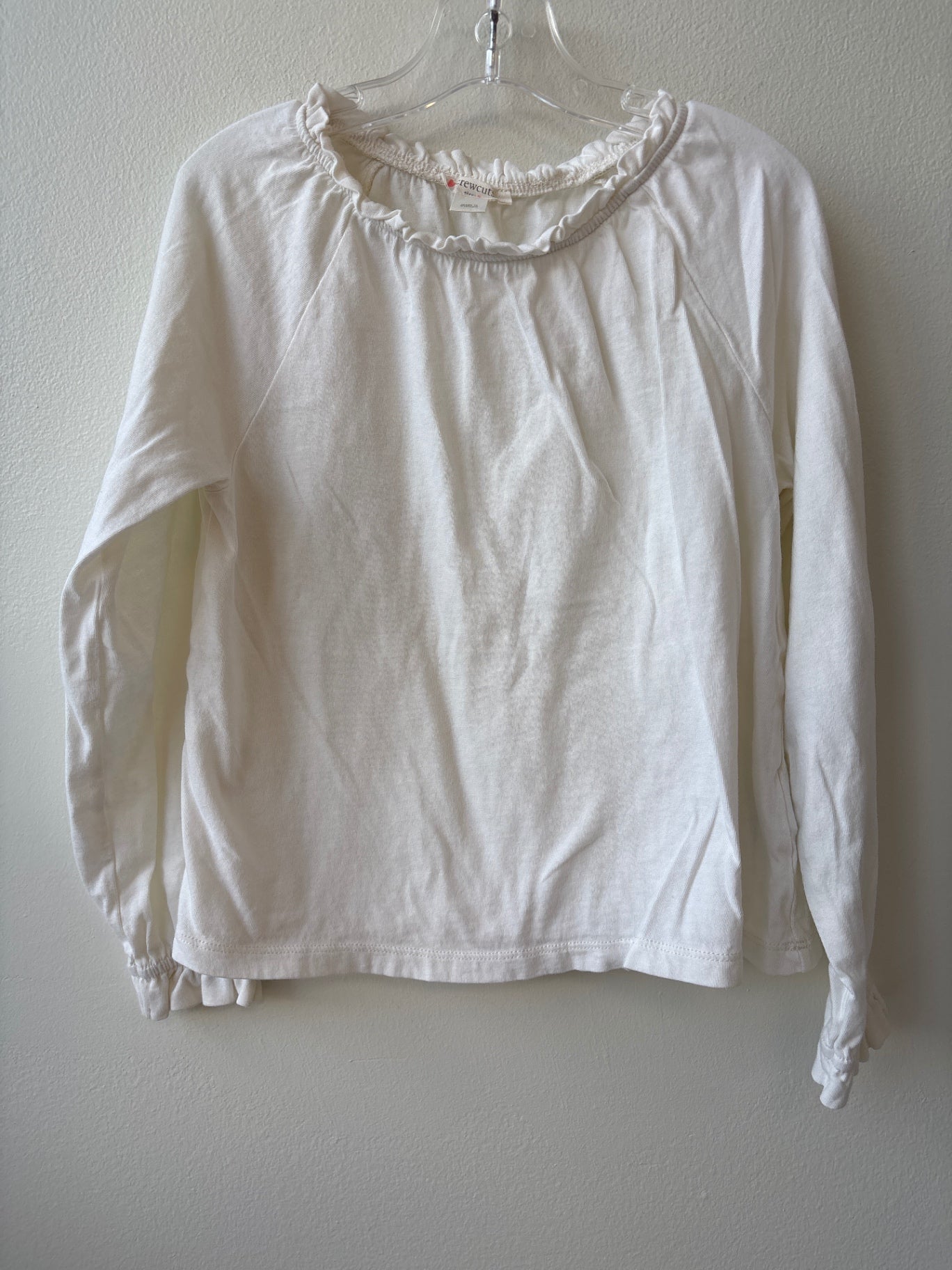 Crewcuts | S | Long Sleeve T-Shirt - Cream - Ruffle Detail