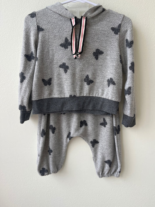 little mass | 18 Months | 2 PC - Gray - butterflies