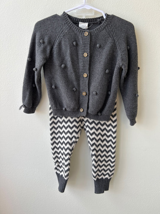 Purl Lamb | 18 - 24 Months | 2 PC - Gray - stripe pants