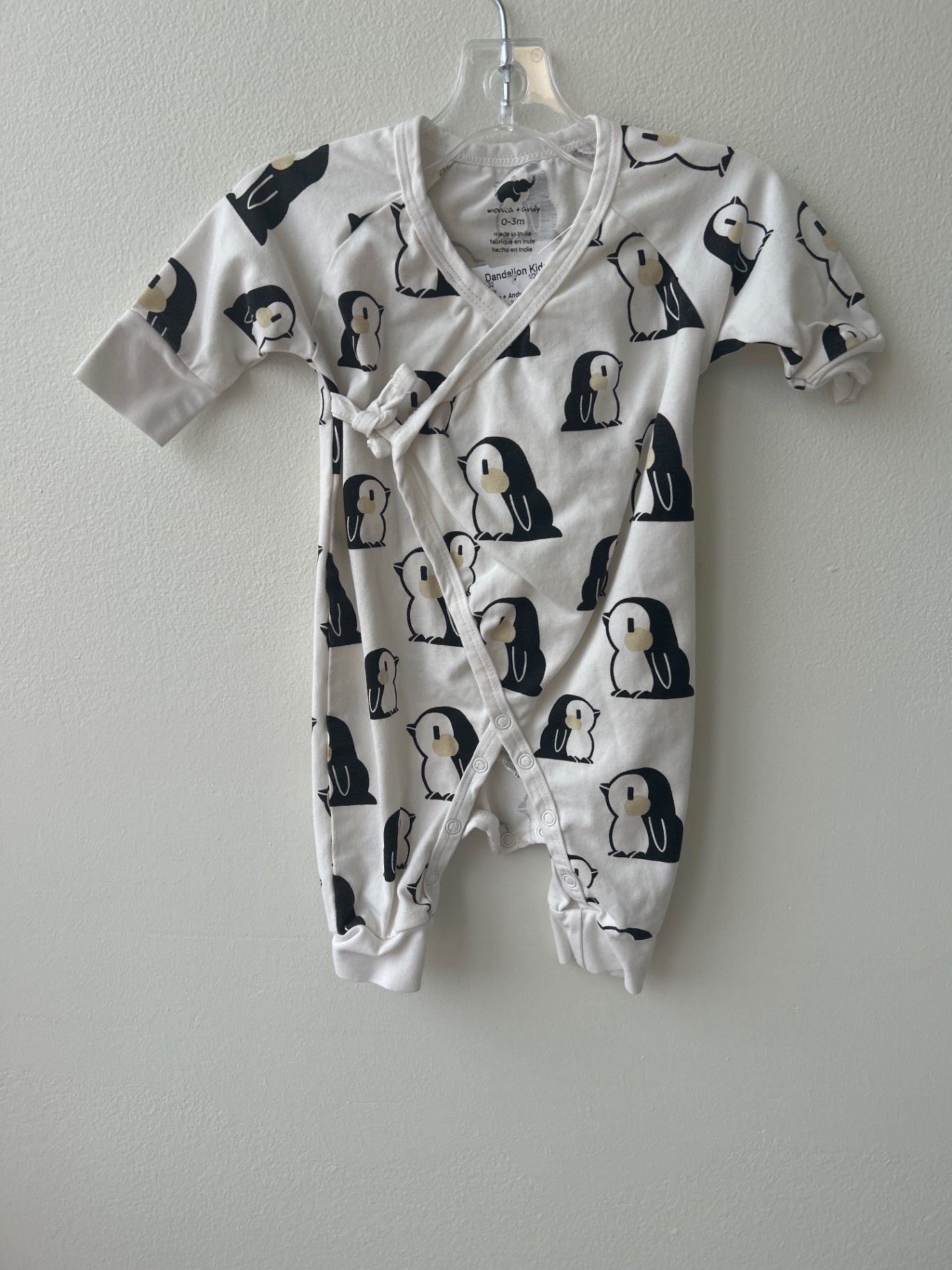 Monica + Andy | 0 - 3 Months | Onesie - White - penguin kimono
