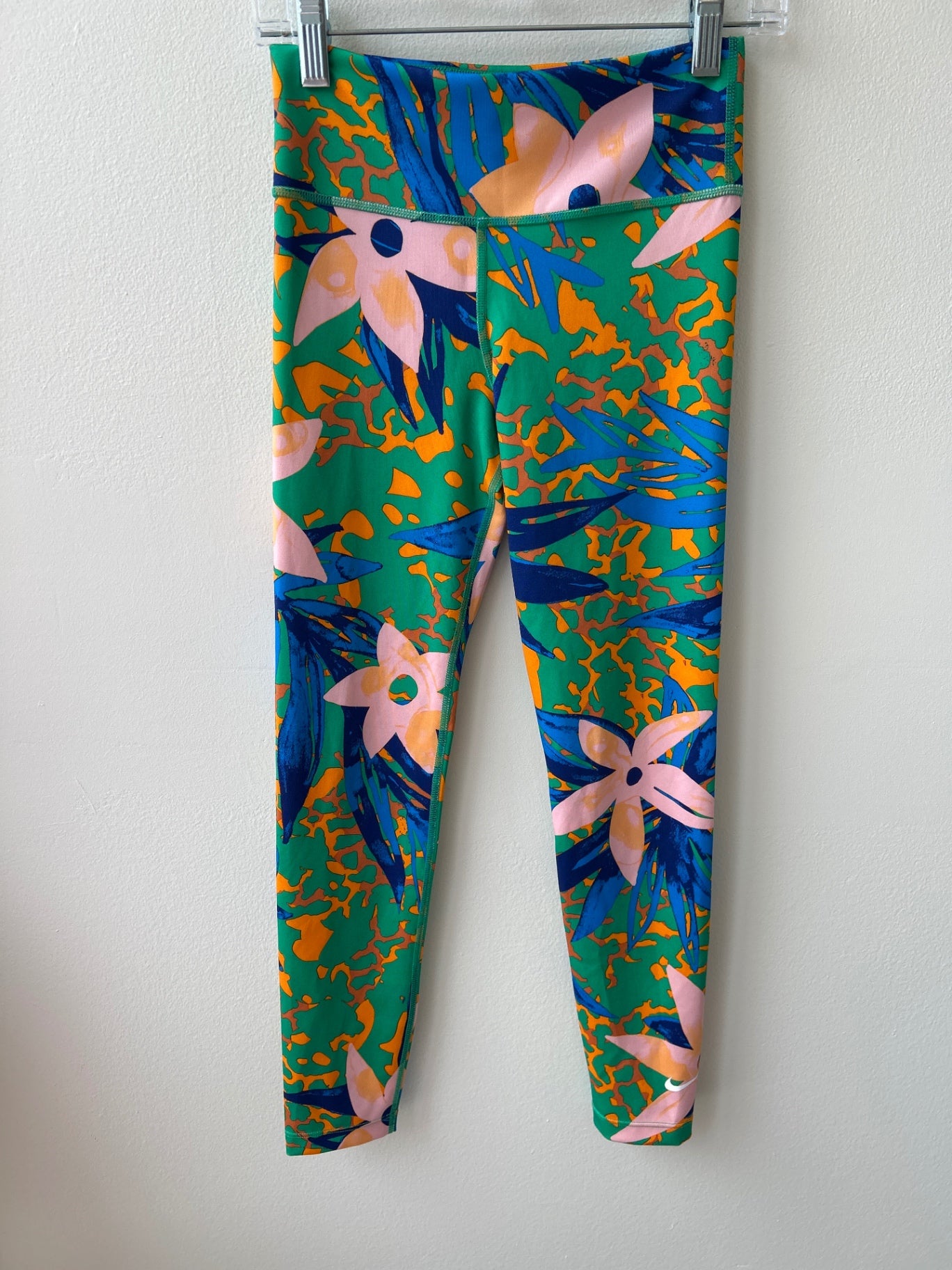 Nike Green Floral Leggings - size S