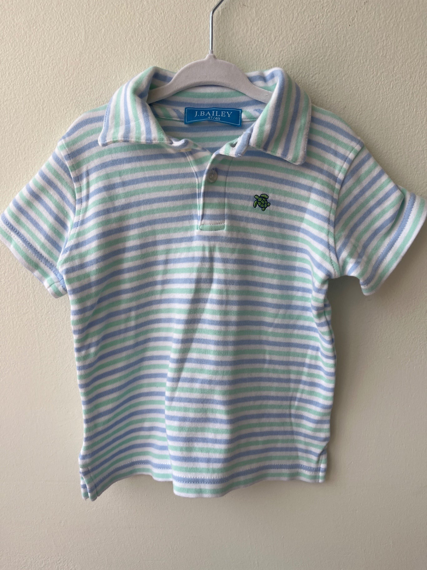 J. Bailey Shirt - White Green & Blue Stripes | size 4T