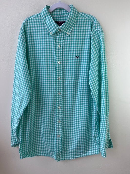 Vineyard Vines | 18 | Shirt - Green - Gingham Whale Shirt