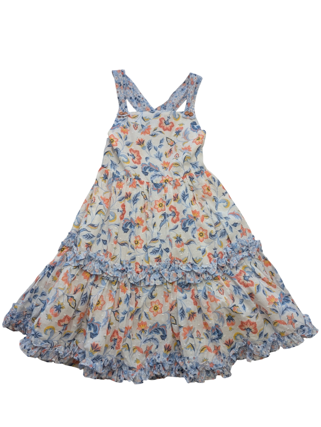 Tahari Dress - White Floral Tiers | size 8