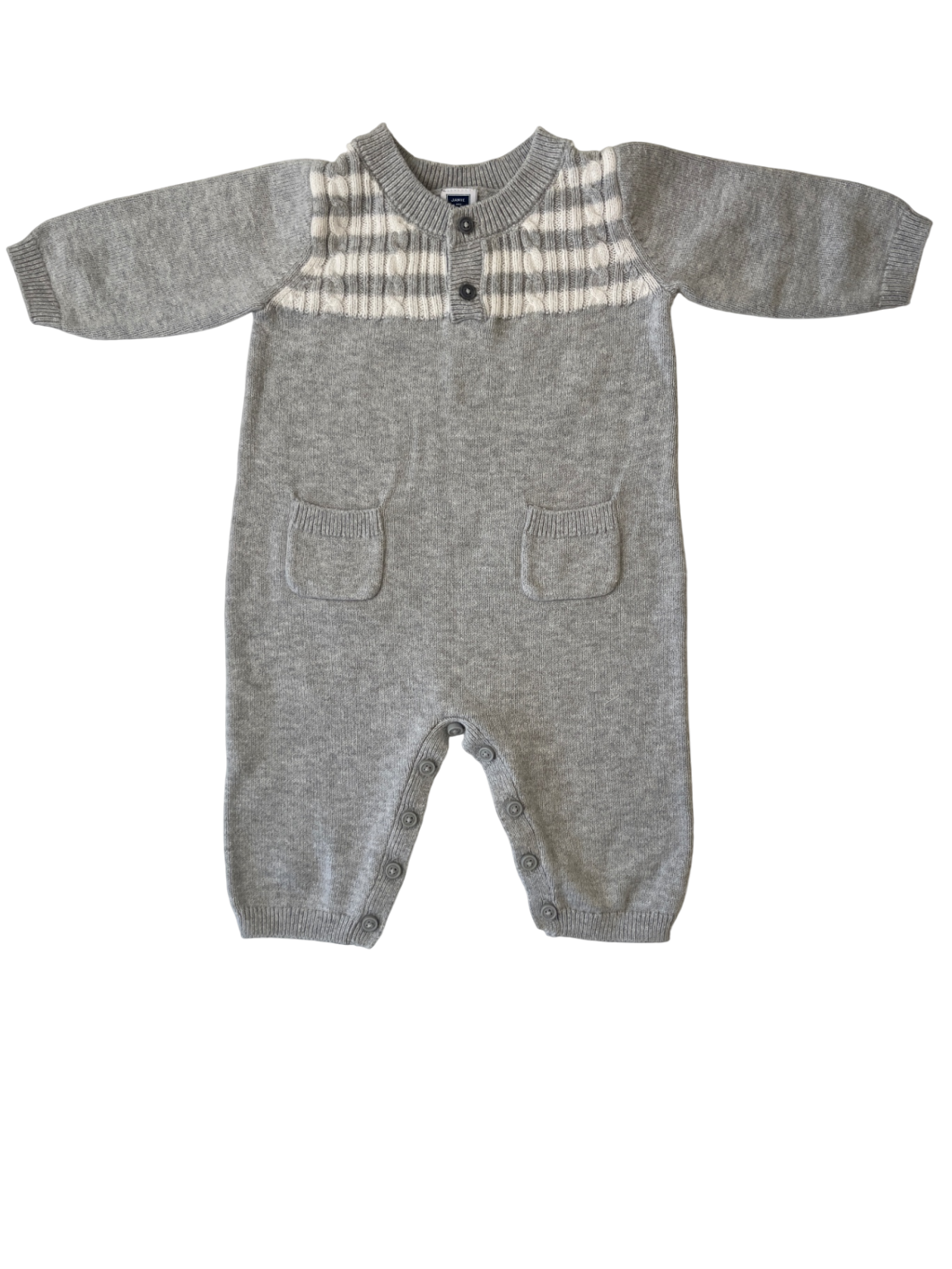 Janie and Jack Romper - Gray Knit | size 0 - 3 Months