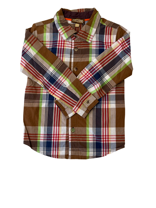Kartoons Kataloons Dress Shirt - Multicolor Plaid | size 5