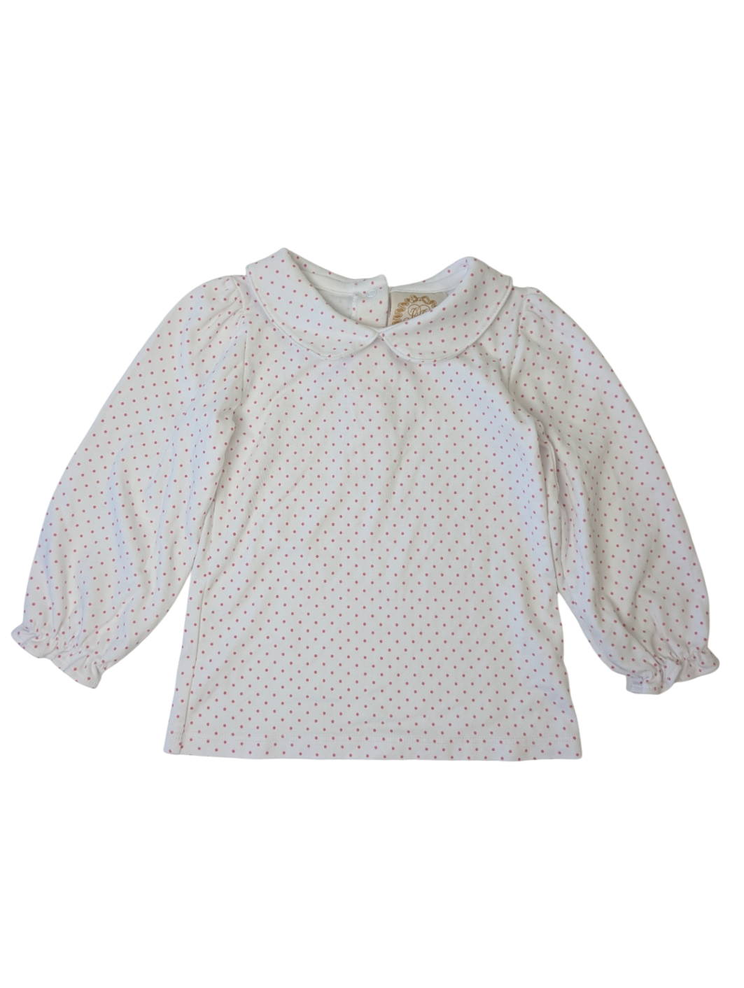Beaufort Bonnet Shirt - White pink polka dots - peter pan collar | size 3T