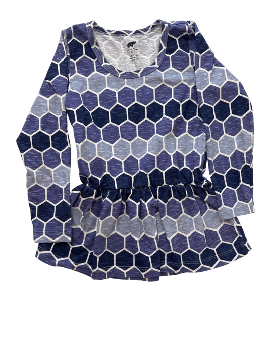 Monica + Andy Peplum Top - Purple Hexagon | size 6/7