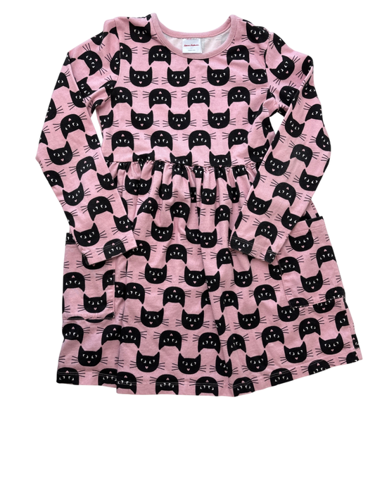 Hanna Andersson Dress - Pink Black Cats | size 6-7
