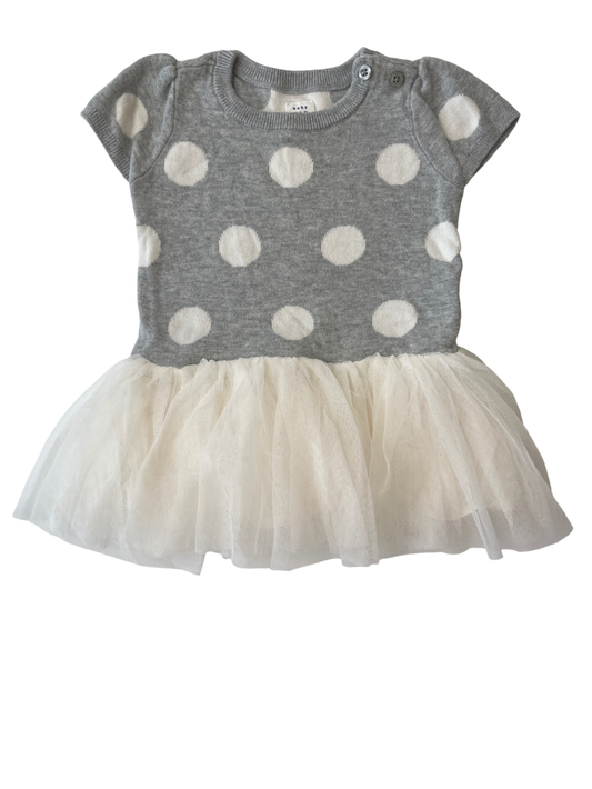 Baby Gap Dress - Grey Polka Dots with Tulle | size 6-12 months