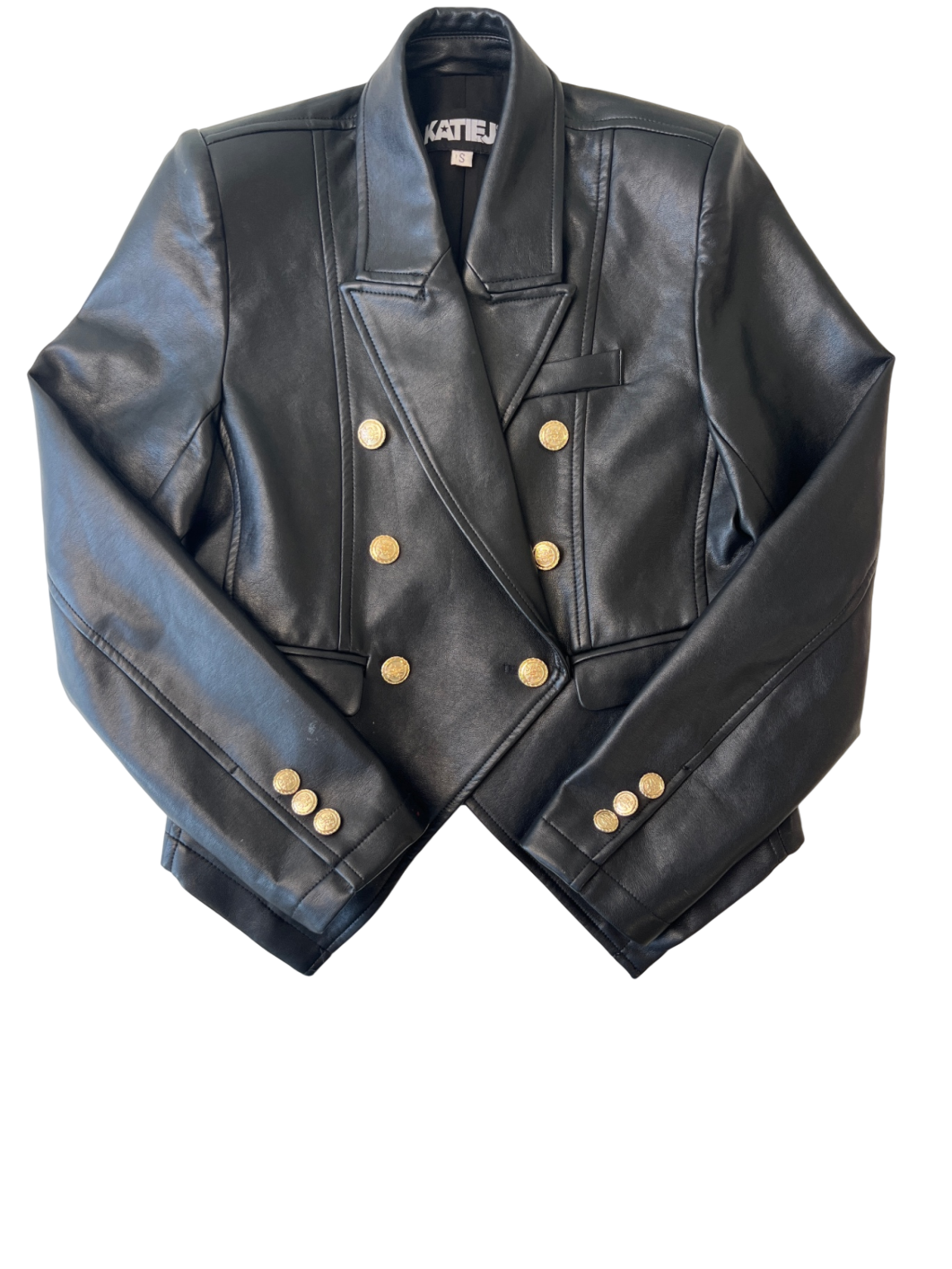 Katie J NYC Coat/Jacket - Black Faux Leather | size S