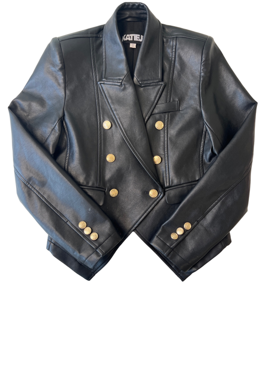Katie J NYC Coat/Jacket - Black Faux Leather | size S