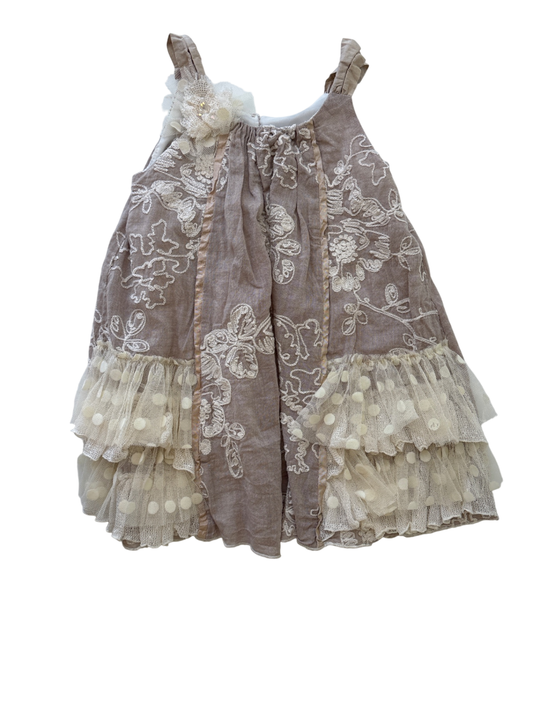 Isobella & Chloe Dress - Beige Tulle | size 2T
