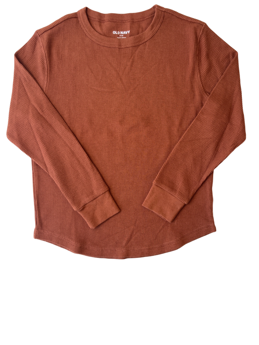Old Navy Long Sleeve T-Shirt - Burnt Orange Waffle Knit | size 8