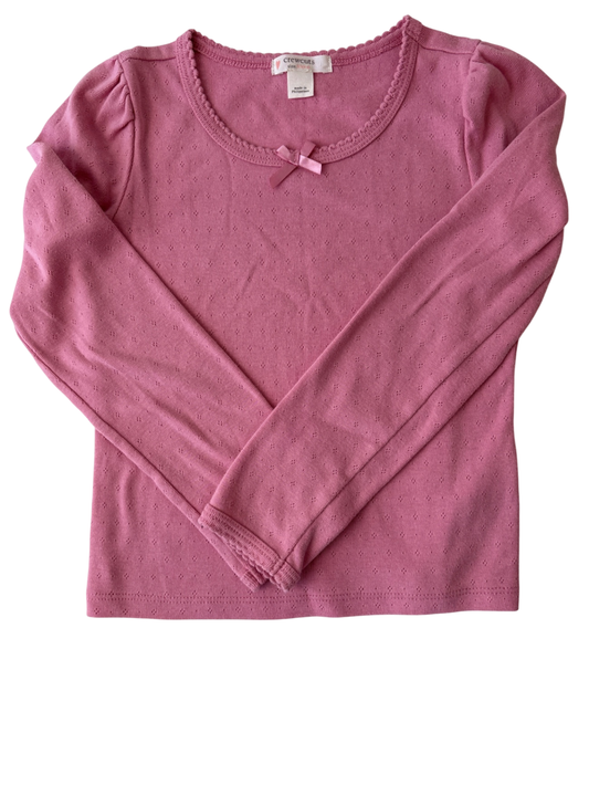 Crewcuts Long Sleeve T-Shirt - Pink Pointelle | size 4T/5T