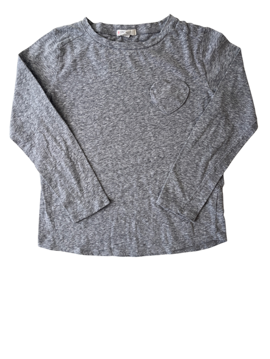 Crewcuts Long Sleeve T-Shirt - Grey Heart Pocket | size 6/7