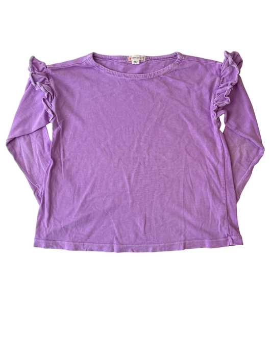 Crewcuts Long Sleeve T-Shirt - Purple Ruffle Detail | size 6/7