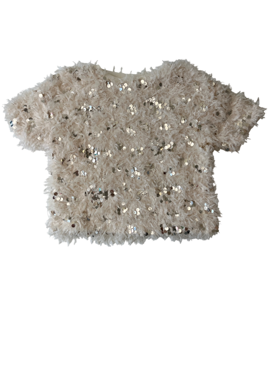 Zara Shirt - Cream Feathers and Sequins | size 6/7