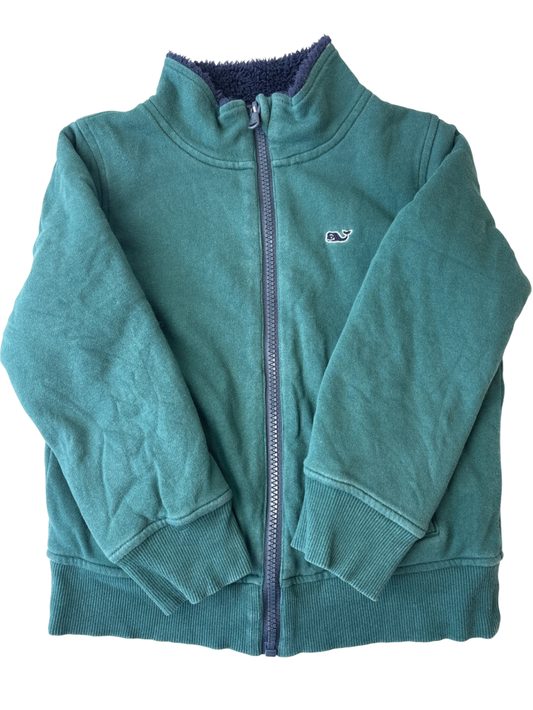 Vineyard Vines Sweatshirt - Green Fleece Lined Reversible Zip Up | size 5T