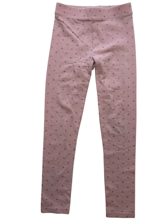 Crewcuts Leggings - Pink Glitter Gold Polka Dot | size 7